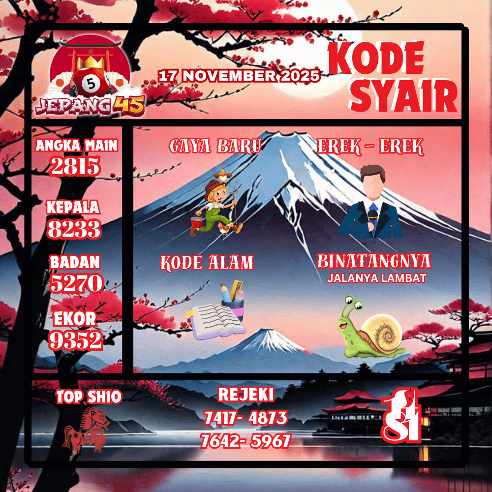 Kode Syair Jepang Pools - November Pools