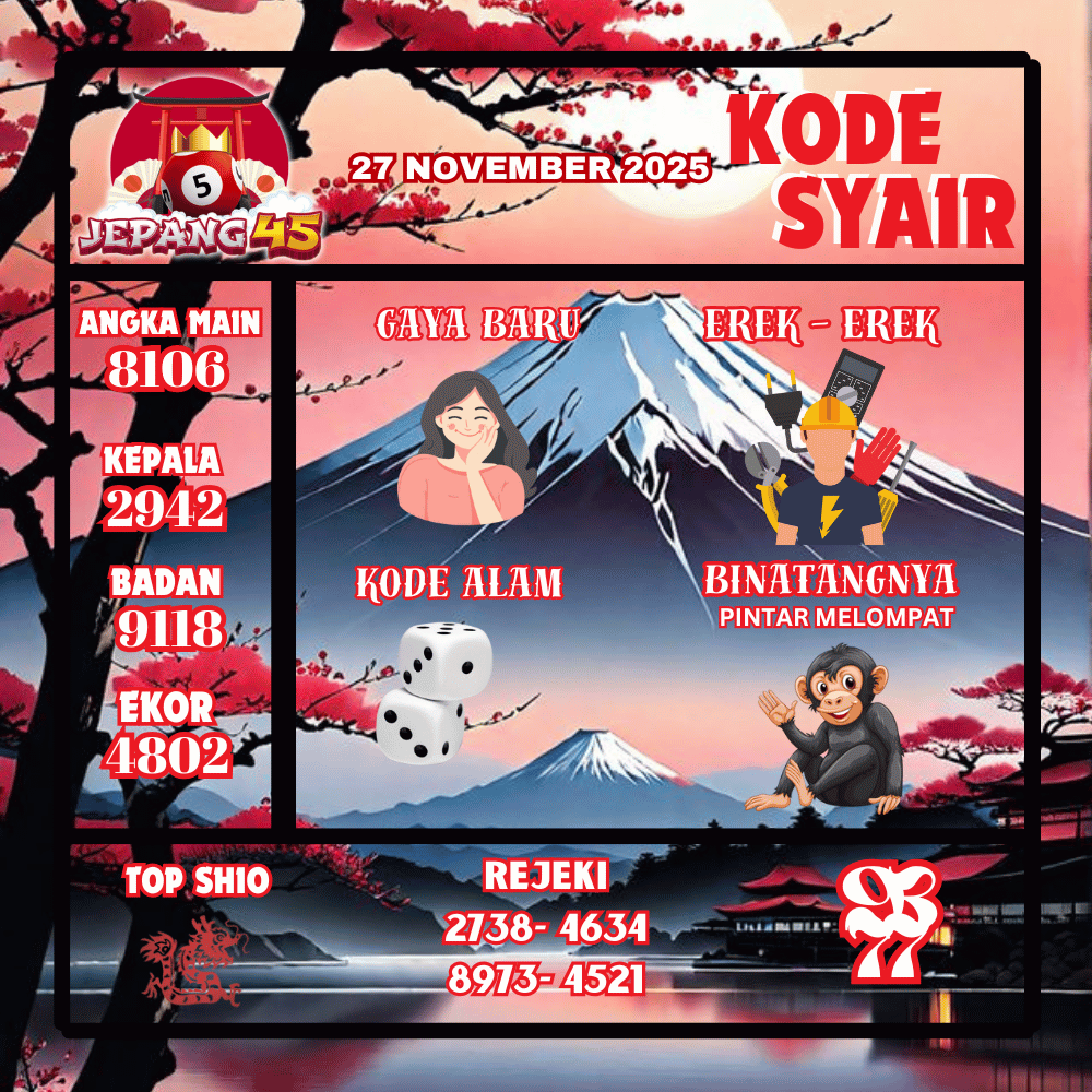 Kode Syair Jepang Pools - November Pools
