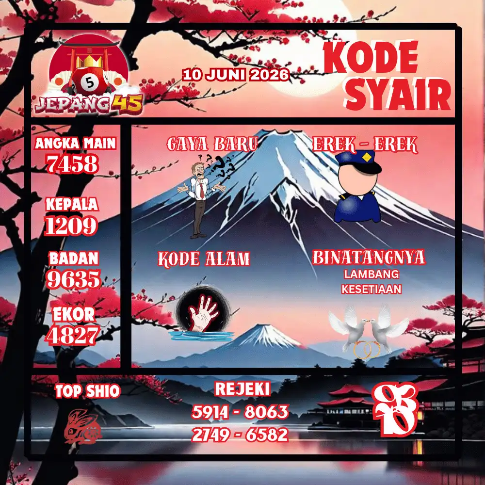 Kode Syair Jepang45  Pools - Juni 2026
