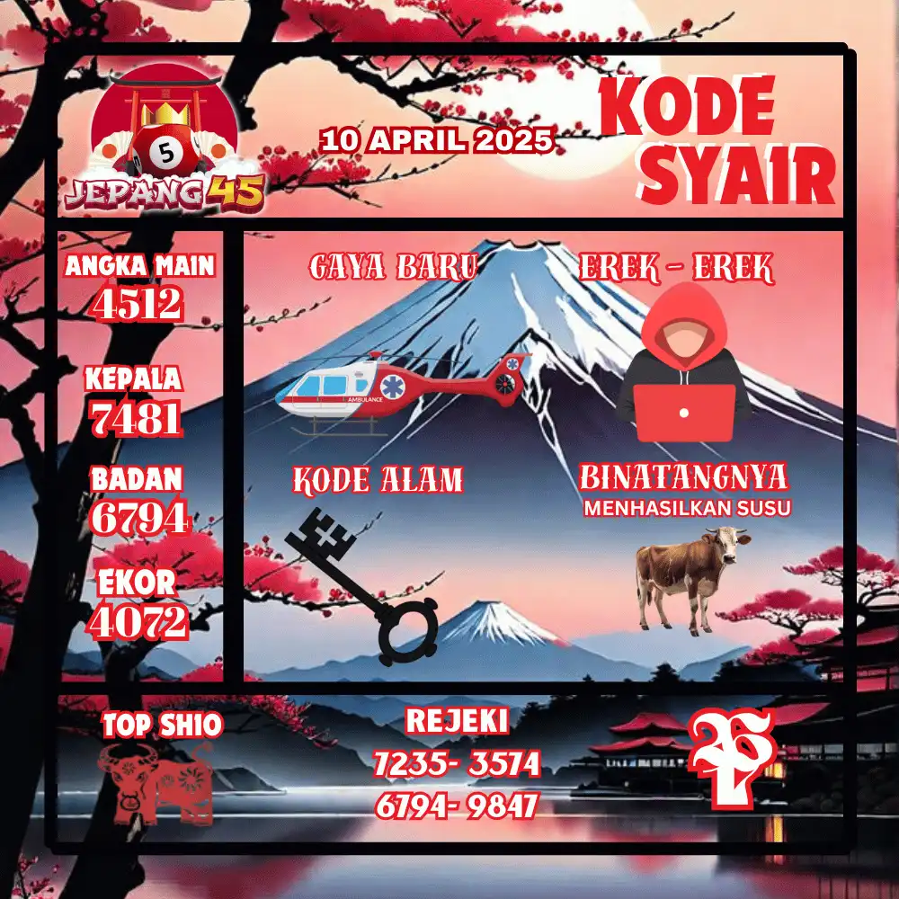 Kode Syair Jepang45  Pools - April 2026
