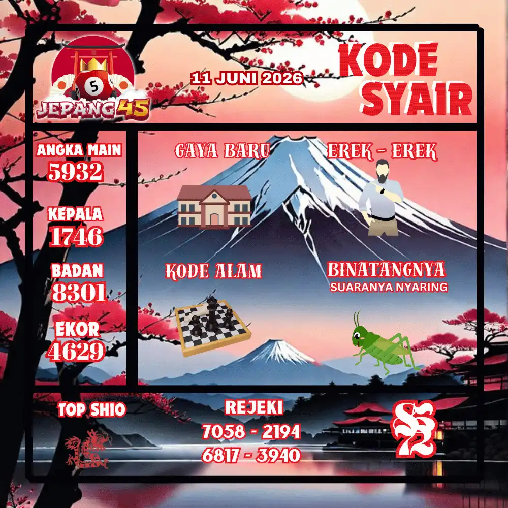Kode Syair Jepang45  Pools - Juni 2026
