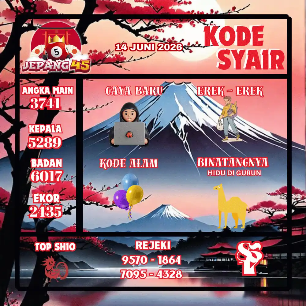 Kode Syair Jepang45  Pools - Juni 2026
