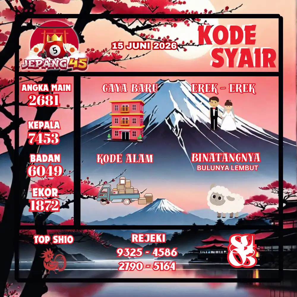 Kode Syair Jepang45  Pools - Juni 2026
