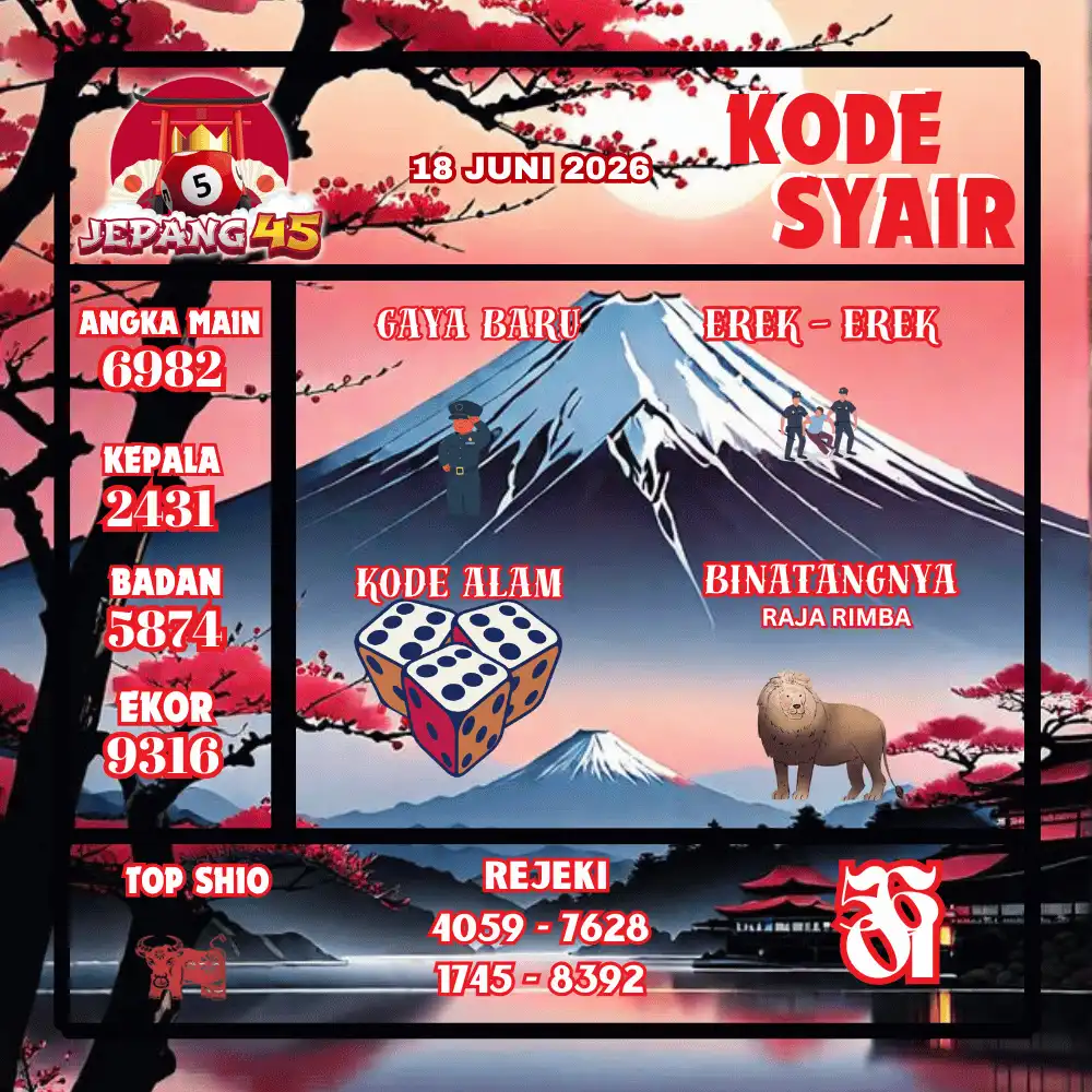 Kode Syair Jepang45  Pools - Juni 2026
