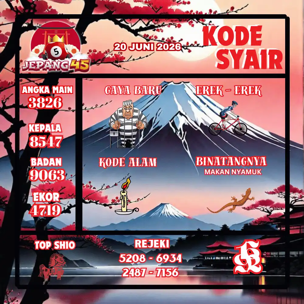 Kode Syair Jepang45  Pools - Juni 2026
