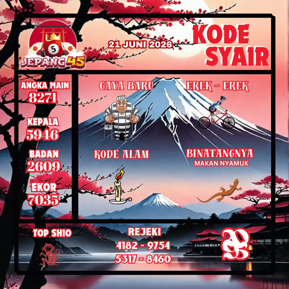 Kode Syair Jepang45  Pools - Juni 2026
