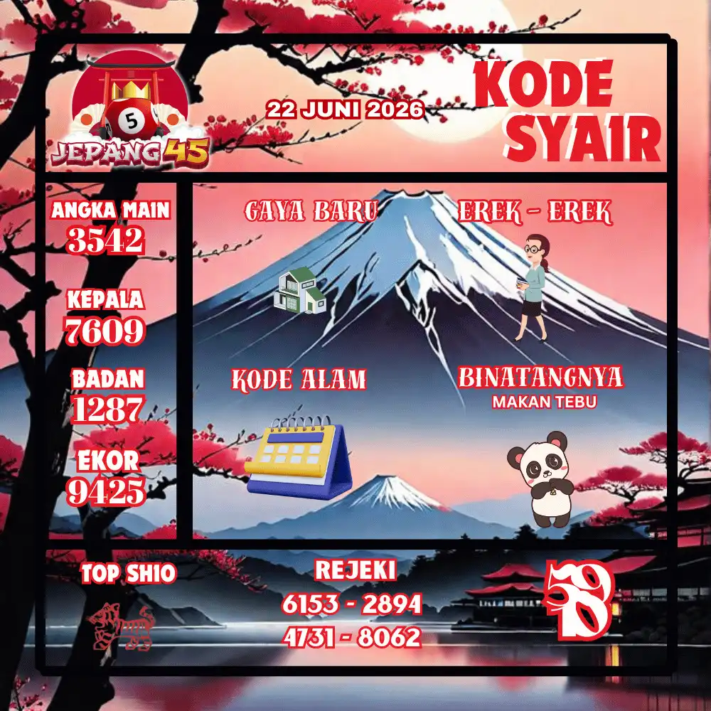 Kode Syair Jepang45  Pools - Juni 2026
