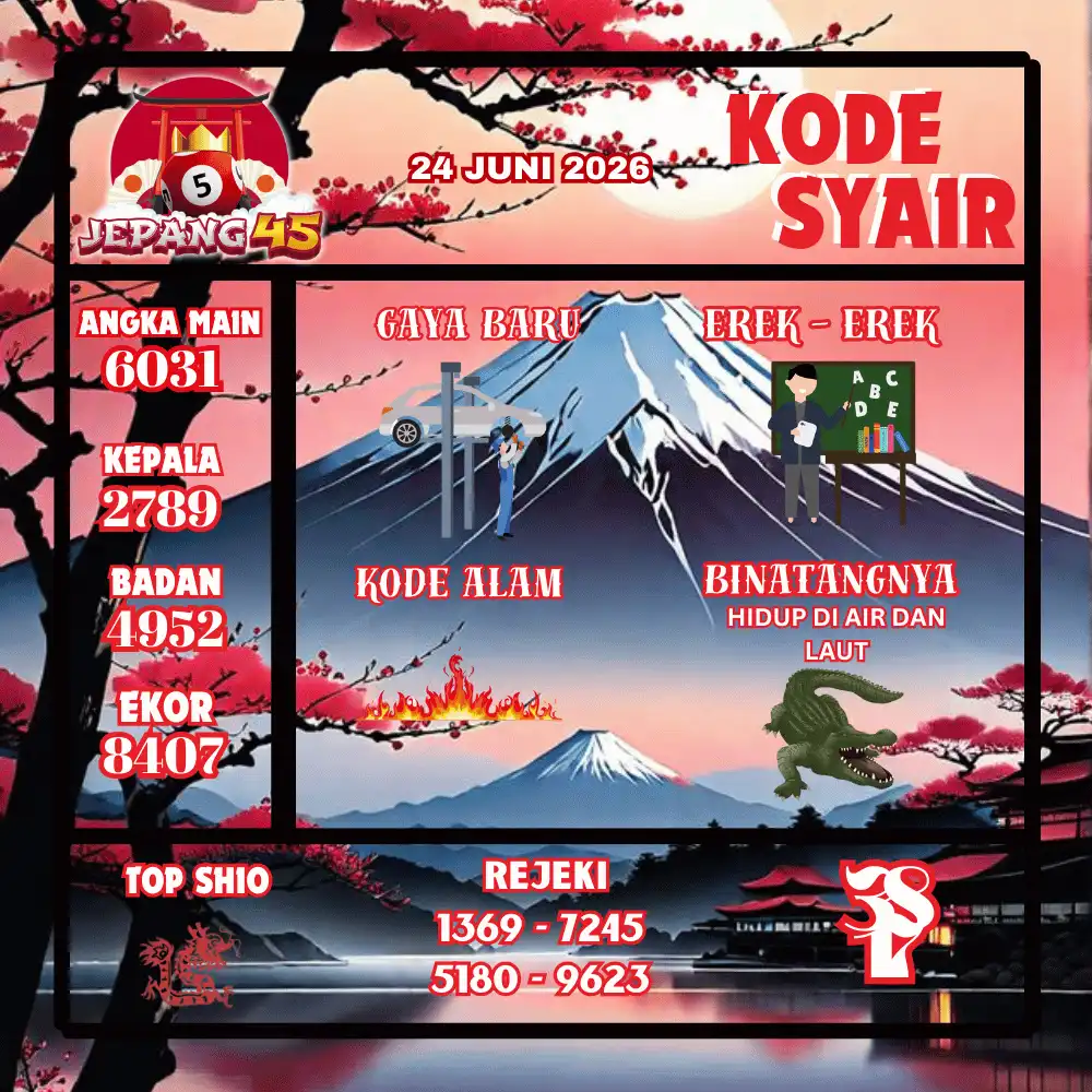 Kode Syair Jepang45  Pools - Juni 2026
