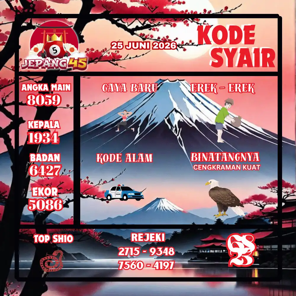 Kode Syair Jepang45  Pools - Juni 2026
