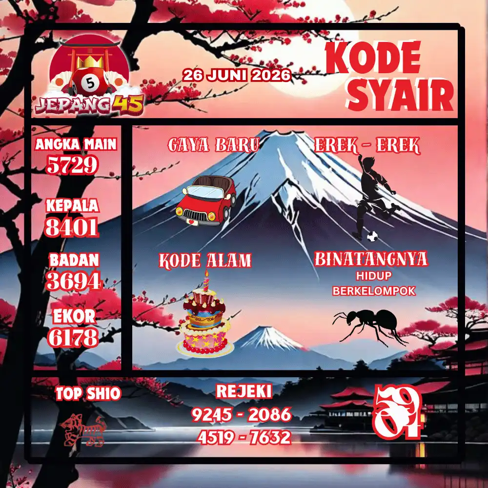 Kode Syair Jepang45  Pools - Juni 2026
