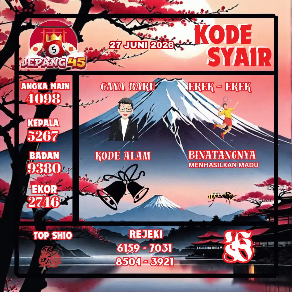 Kode Syair Jepang45  Pools - Juni 2026
