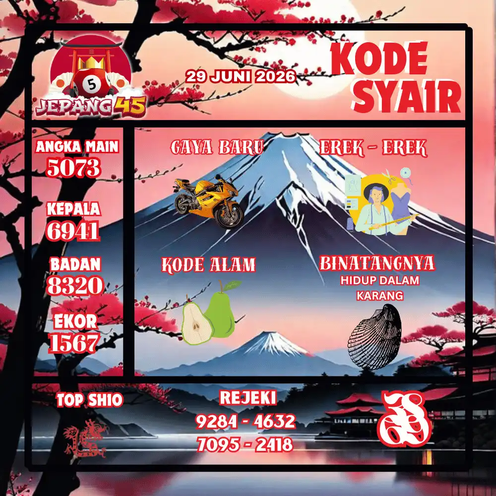 Kode Syair Jepang45 Pools - Juni 2026