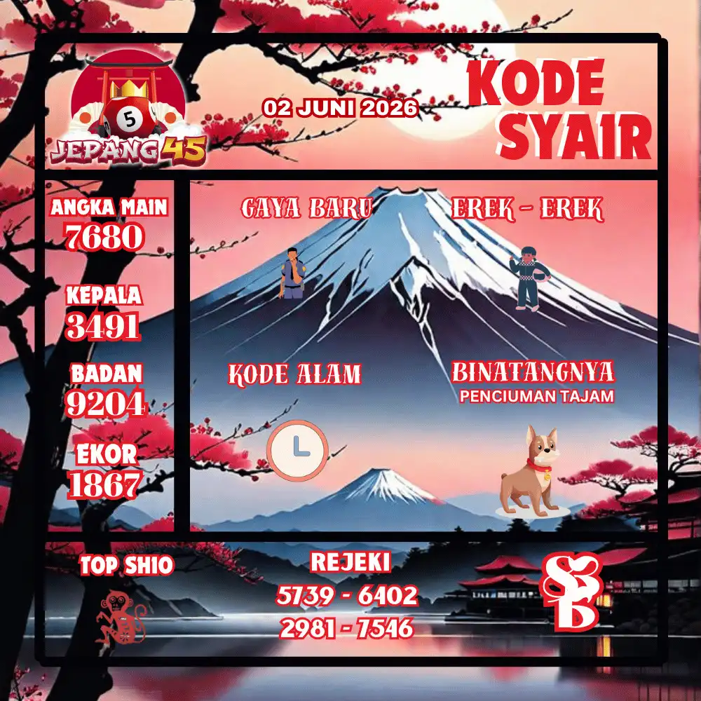 Kode Syair Jepang45  Pools - Juni 2026

