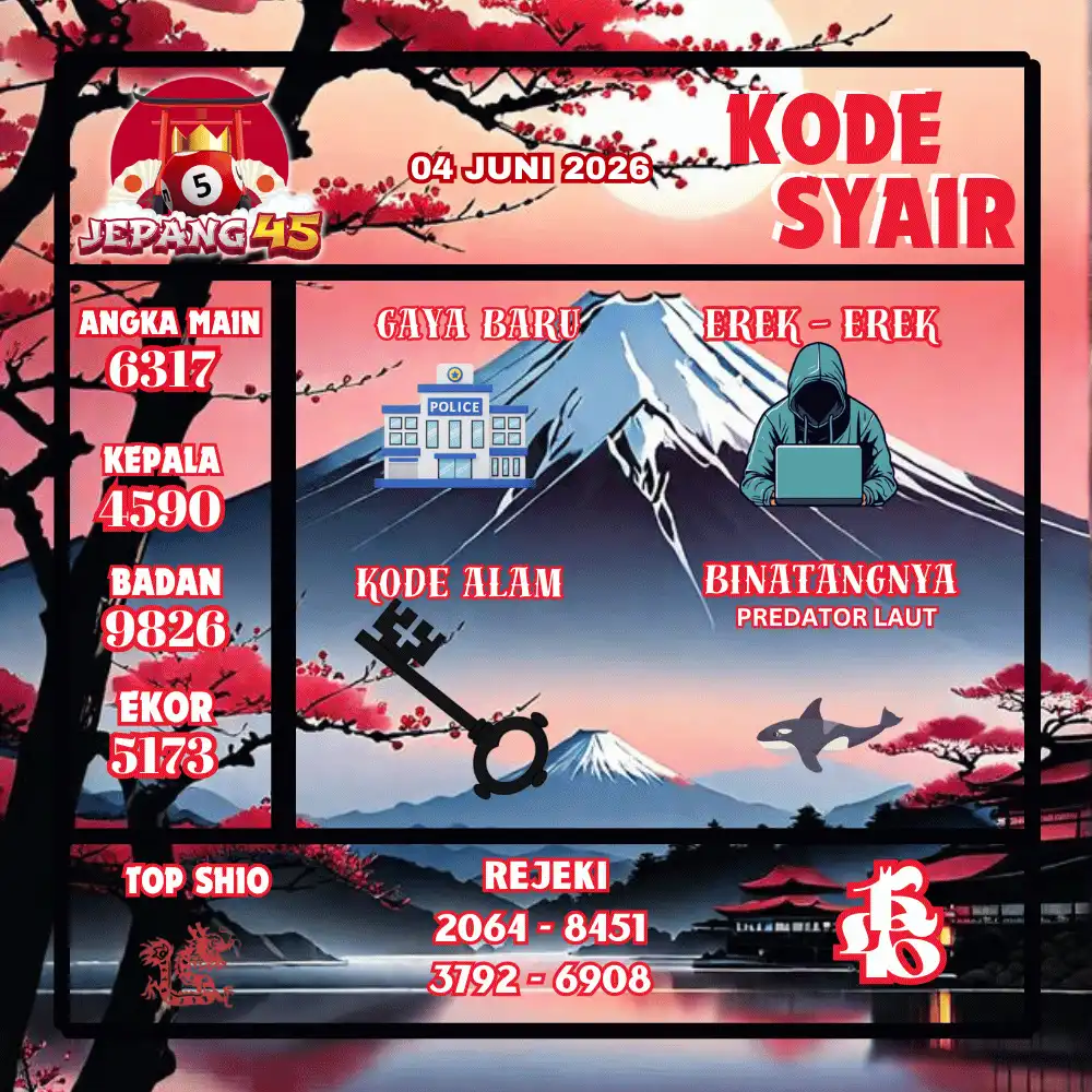 Kode Syair Jepang45  Pools - Juni 2026
