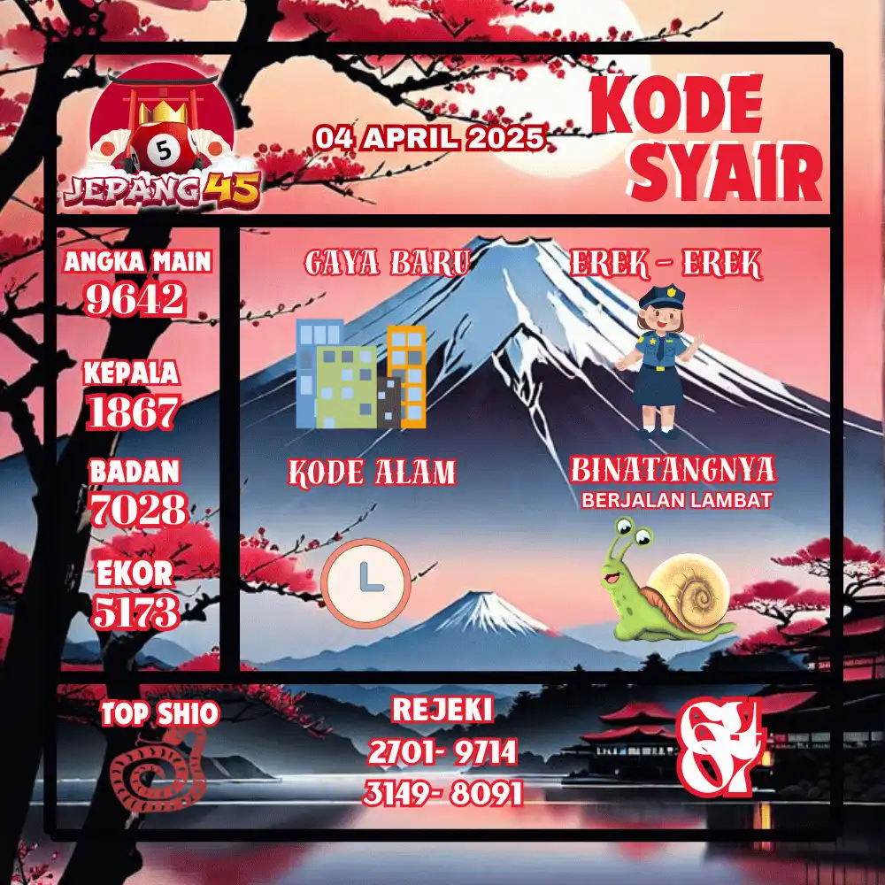 Kode Syair Jepang45  Pools - April 2026
