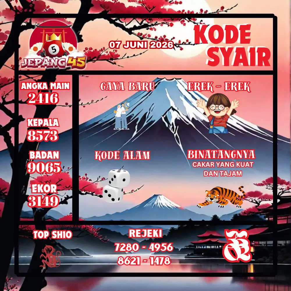 Kode Syair Jepang45  Pools - Juni 2026
