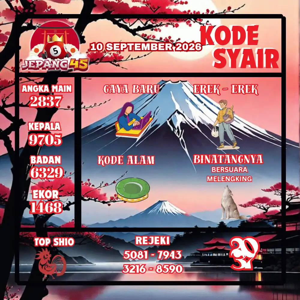 Kode Syair Jepang45  Pools - September 2026
