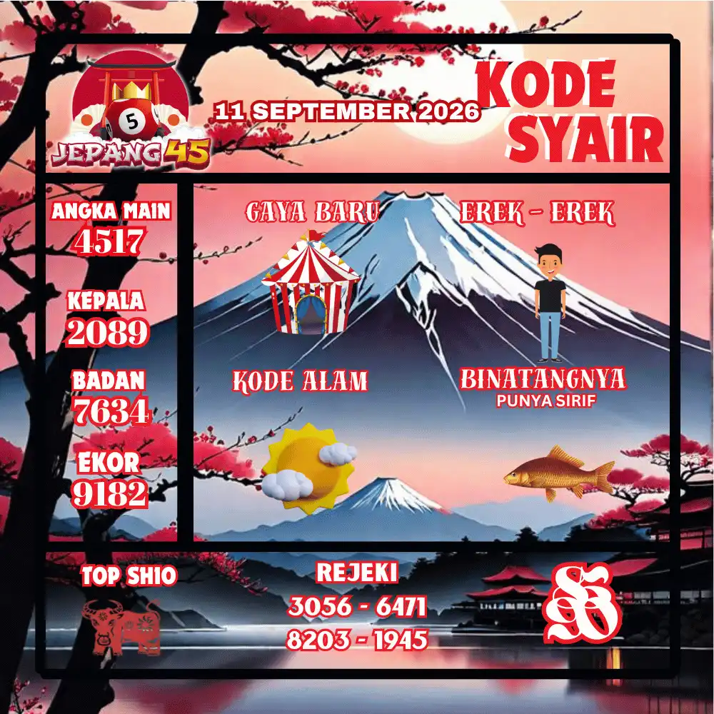 Kode Syair Jepang45  Pools - September 2026
