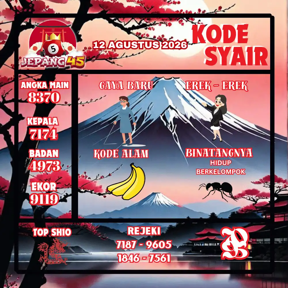 Kode Syair Jepang45  Pools - Agustus 2026
