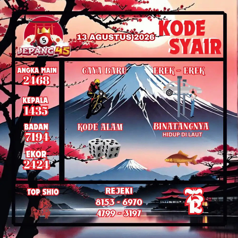 Kode Syair Jepang45  Pools - Agustus 2026
