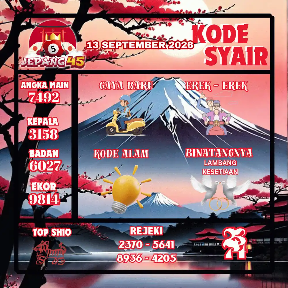 Kode Syair Jepang45  Pools - September 2026
