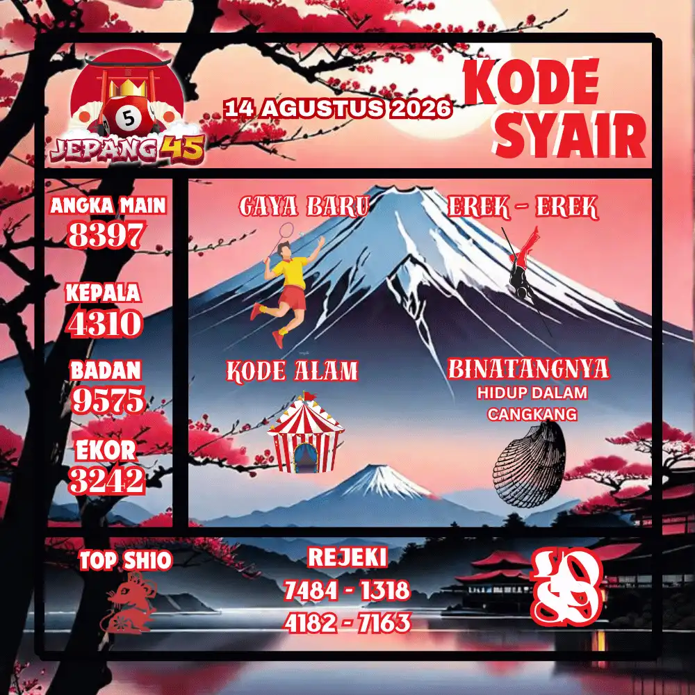Kode Syair Jepang45  Pools - Agustus 2026
