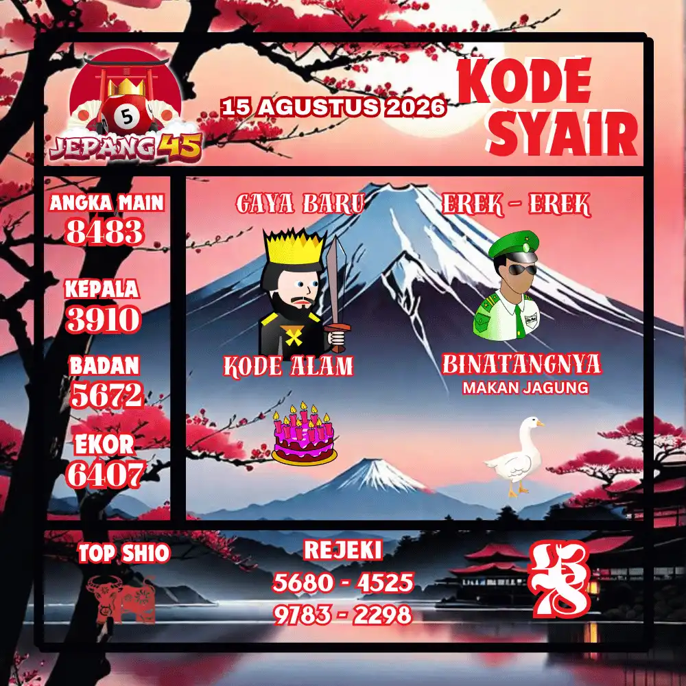 Kode Syair Jepang45  Pools - Agustus 2026
