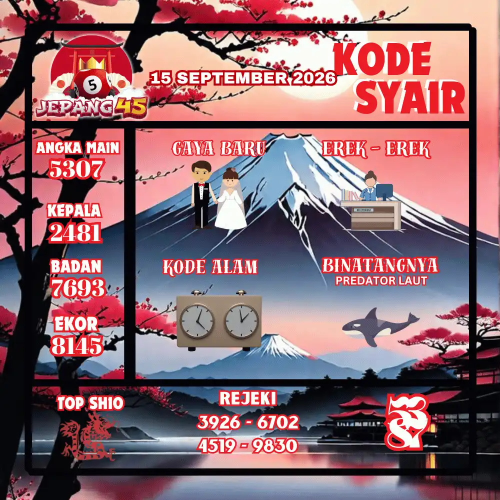 Kode Syair Jepang45  Pools - September 2026
