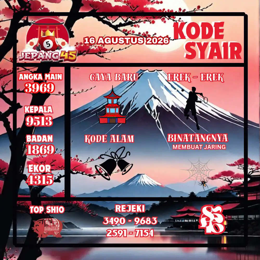 Kode Syair Jepang45  Pools - Agustus 2026
