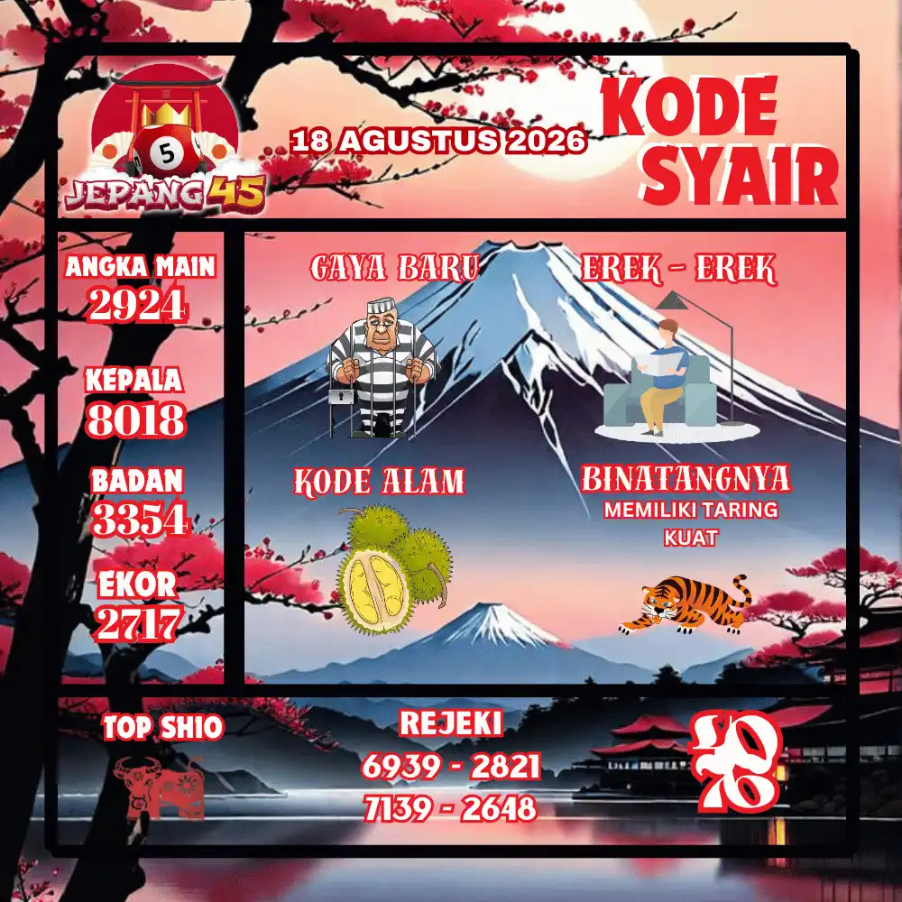 Kode Syair Jepang45  Pools - Agustus 2026
