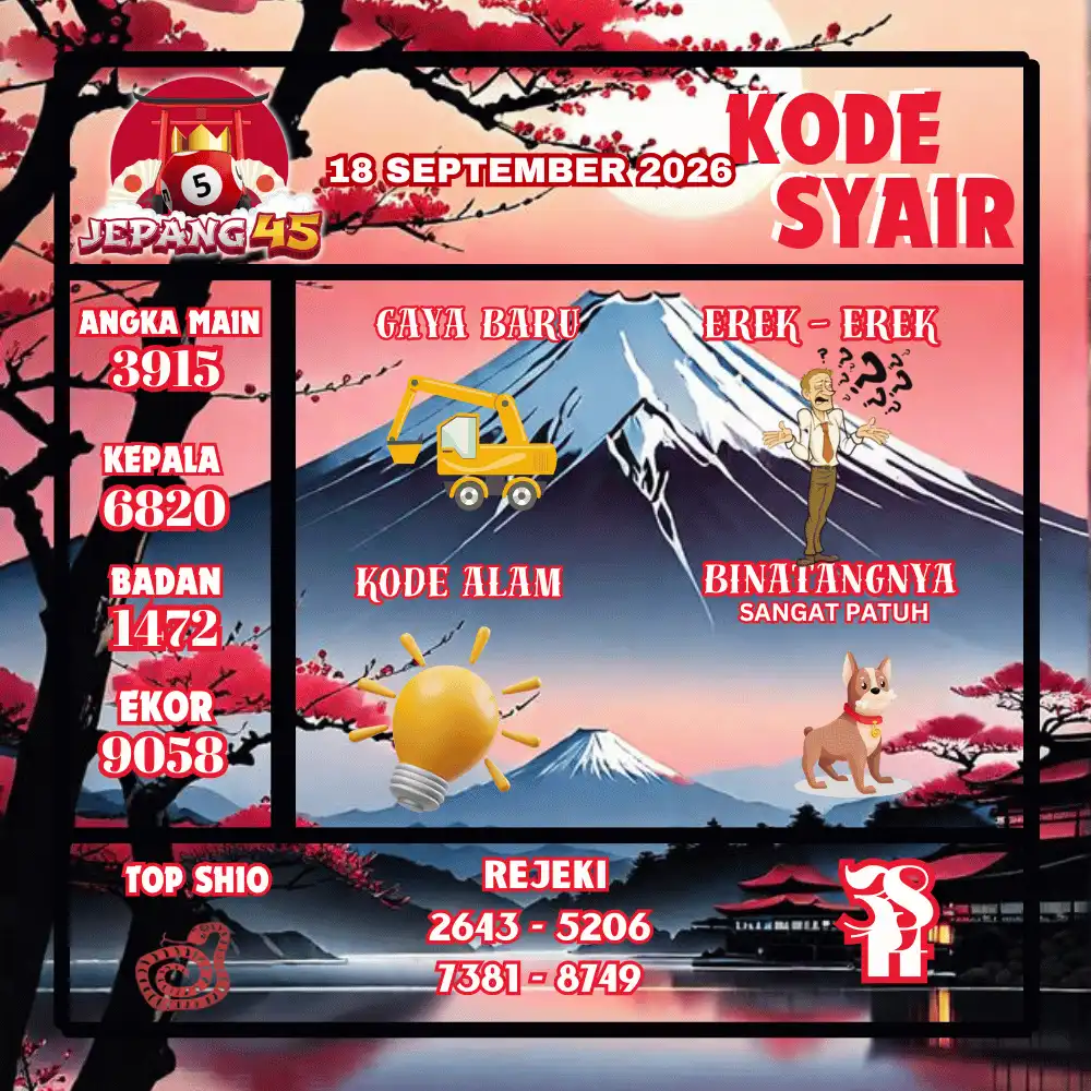 Kode Syair Jepang45  Pools - September 2026
