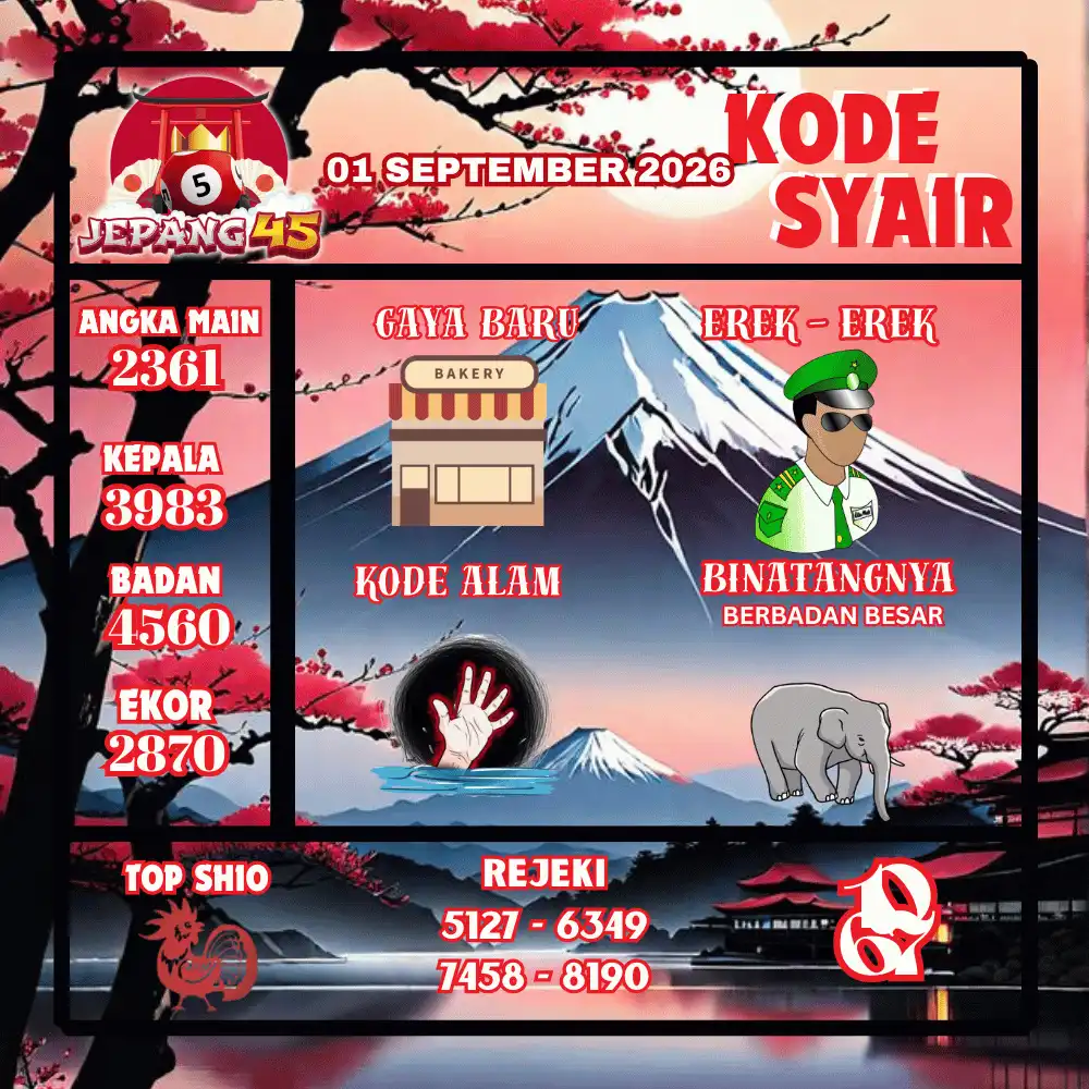 Kode Syair Jepang45  Pools - September 2026
