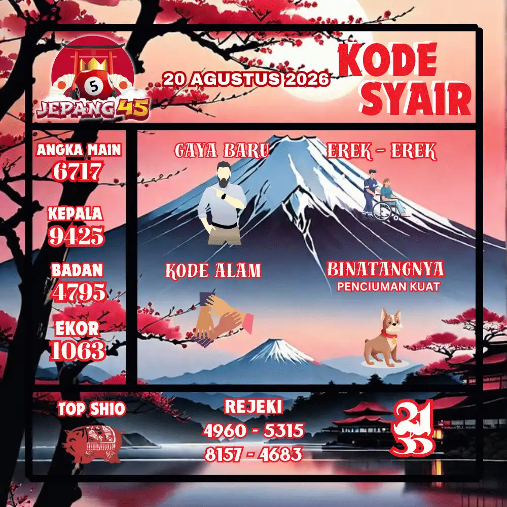Kode Syair Jepang45  Pools - Agustus 2026
