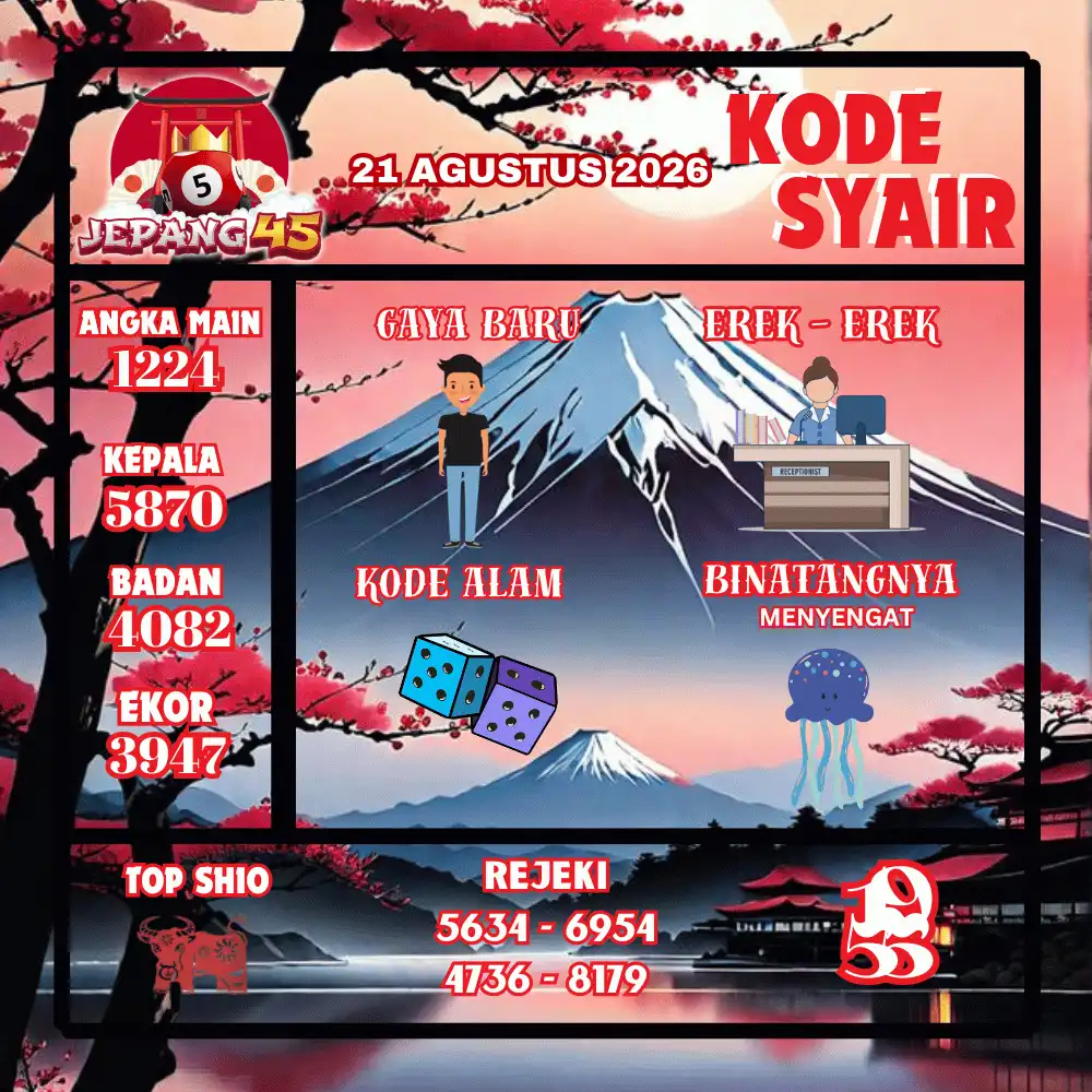 Kode Syair Jepang45  Pools - Agustus 2026
