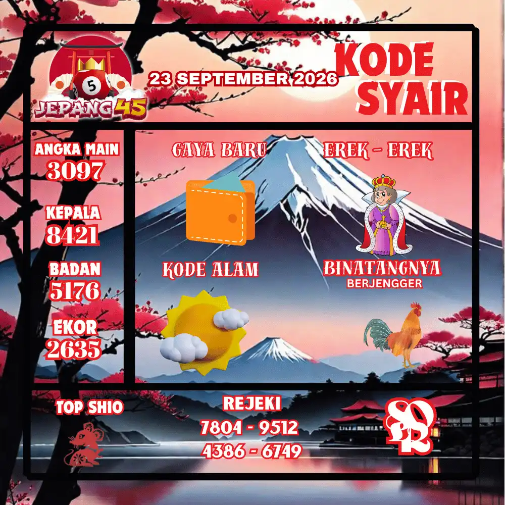 Kode Syair Jepang45  Pools - September 2026
