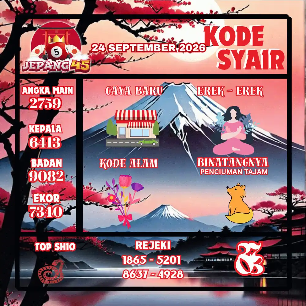 Kode Syair Jepang45  Pools - September 2026
