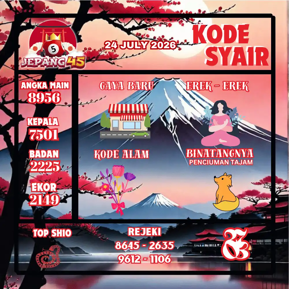 Kode Syair Jepang45  Pools - Juli 2026
