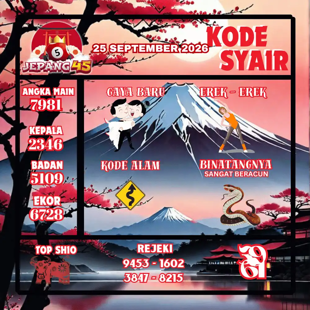 Kode Syair Jepang45  Pools - September 2026
