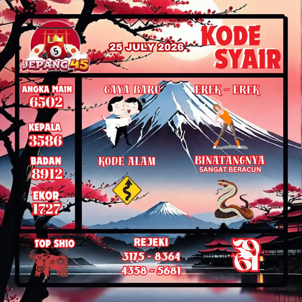 Kode Syair Jepang45  Pools - Juli 2026
