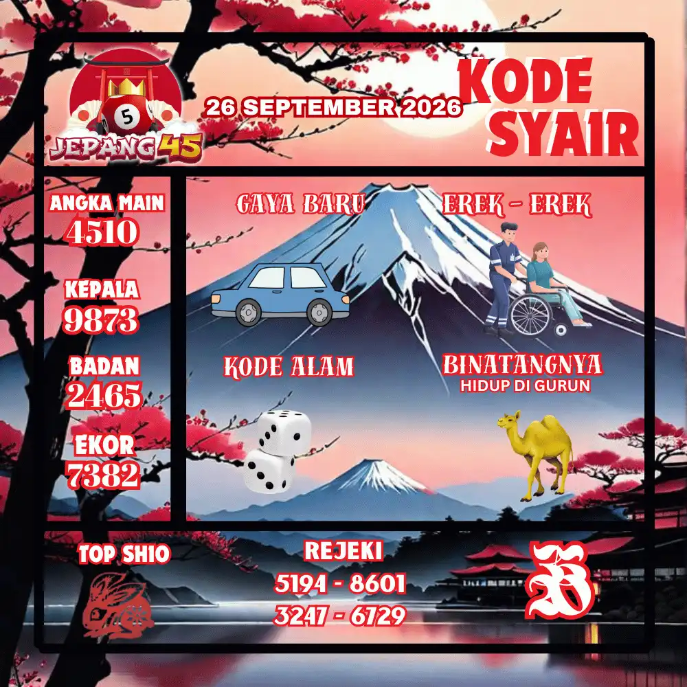 Kode Syair Jepang45  Pools - September 2026
