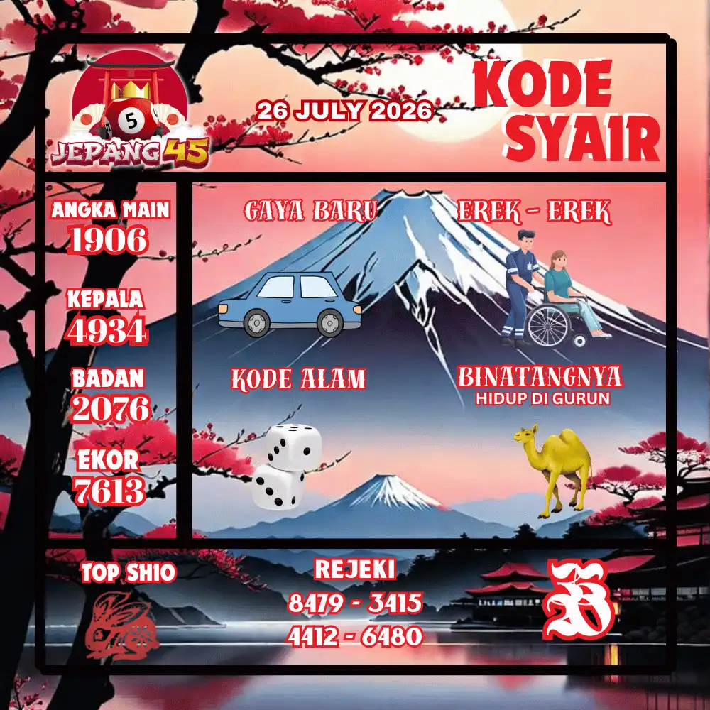 Kode Syair Jepang45  Pools - Juli 2026
