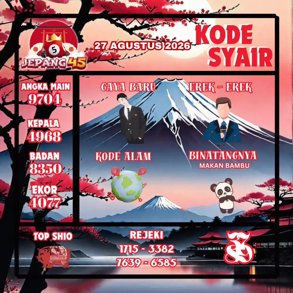 Kode Syair Jepang45  Pools - Agustus 2026
