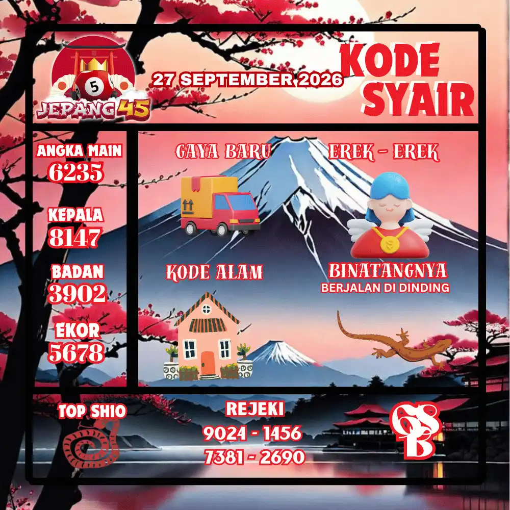 Kode Syair Jepang45  Pools - September 2026
