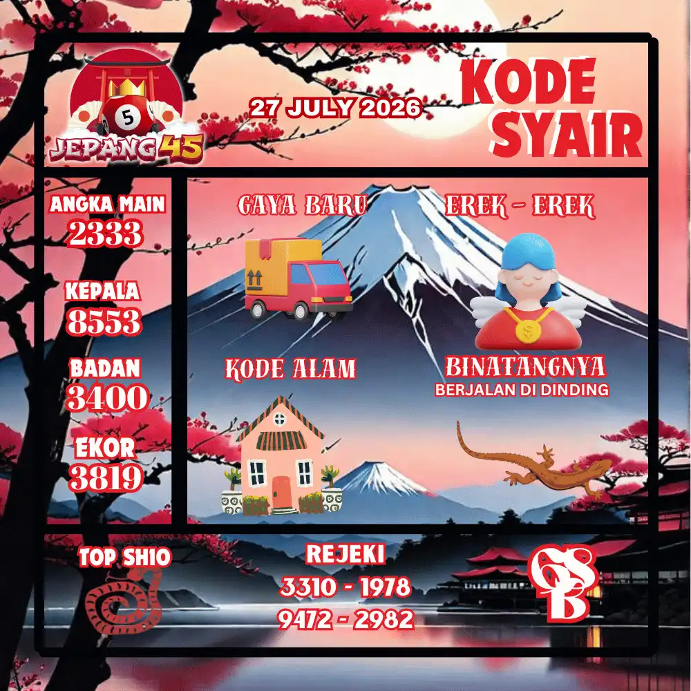 Kode Syair Jepang45  Pools - Juli 2026
