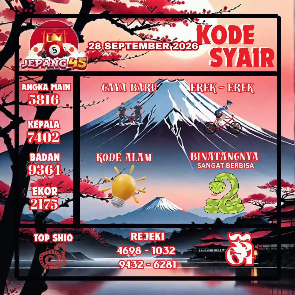 Kode Syair Jepang45  Pools - September 2026
