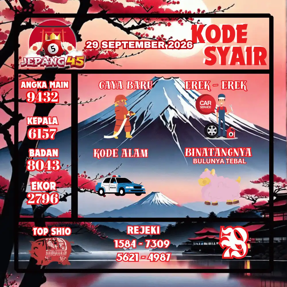 Kode Syair Jepang45  Pools - September 2026
