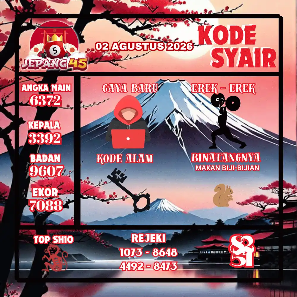 Kode Syair Jepang45  Pools - Agustus 2026
