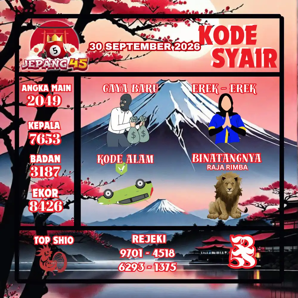 Kode Syair Jepang45  Pools - September 2026

