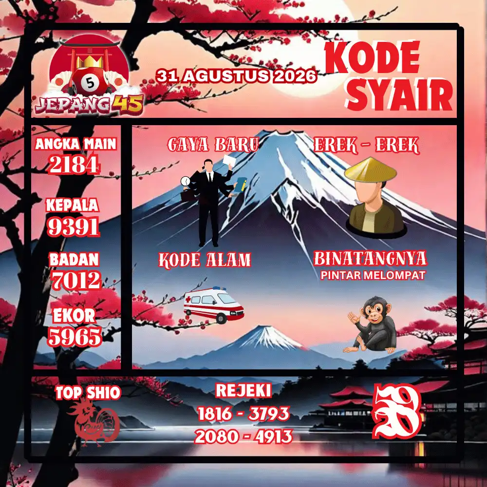 Kode Syair Jepang45  Pools - Agustus 2026
