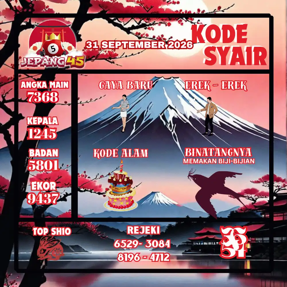 Kode Syair Jepang45  Pools - September 2026
